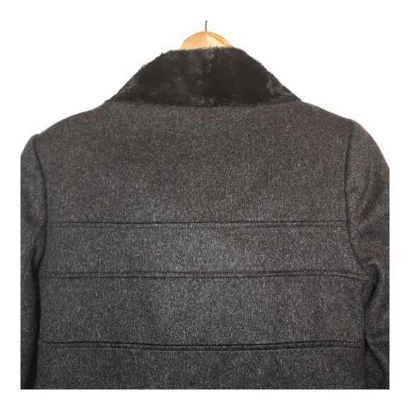 Tibi Pea Coat Fur Collar Funnel Neck Trench Y2K Academia Womens 0 S Wool Blend - Picture 6 of 16